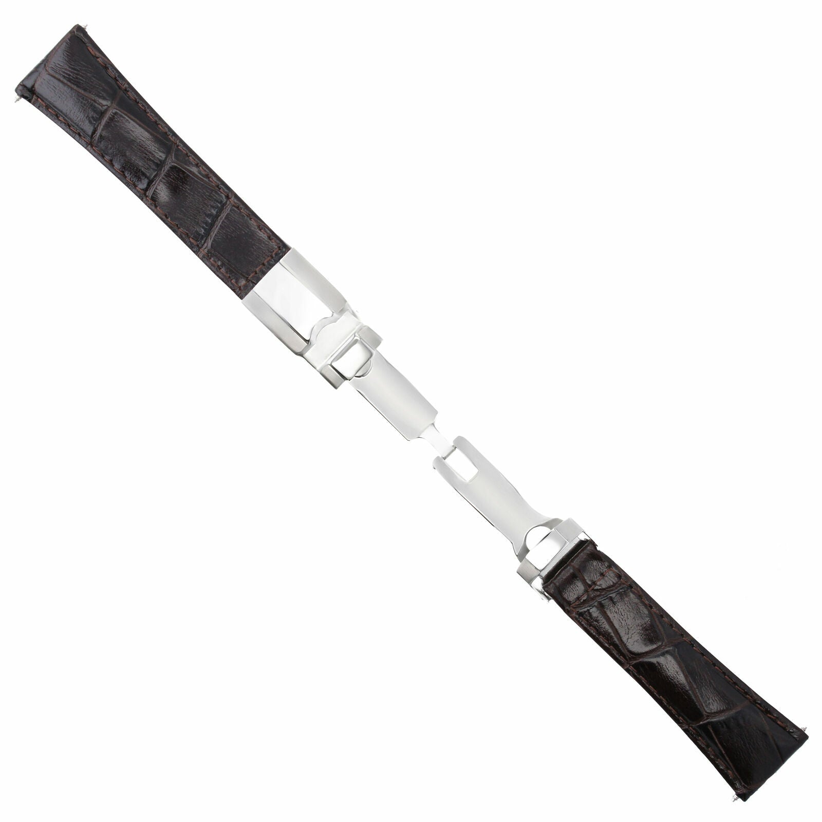 LEATHER BAND STRAP FOR ROLEX DAYTONA 16518 16519 16520 BROWN LONG S/STEEL CLASP