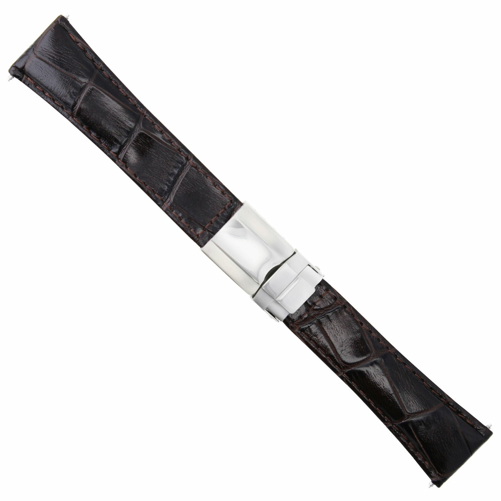 LEATHER BAND STRAP FOR ROLEX DAYTONA 16518 16519 16520 BROWN LONG S/STEEL CLASP