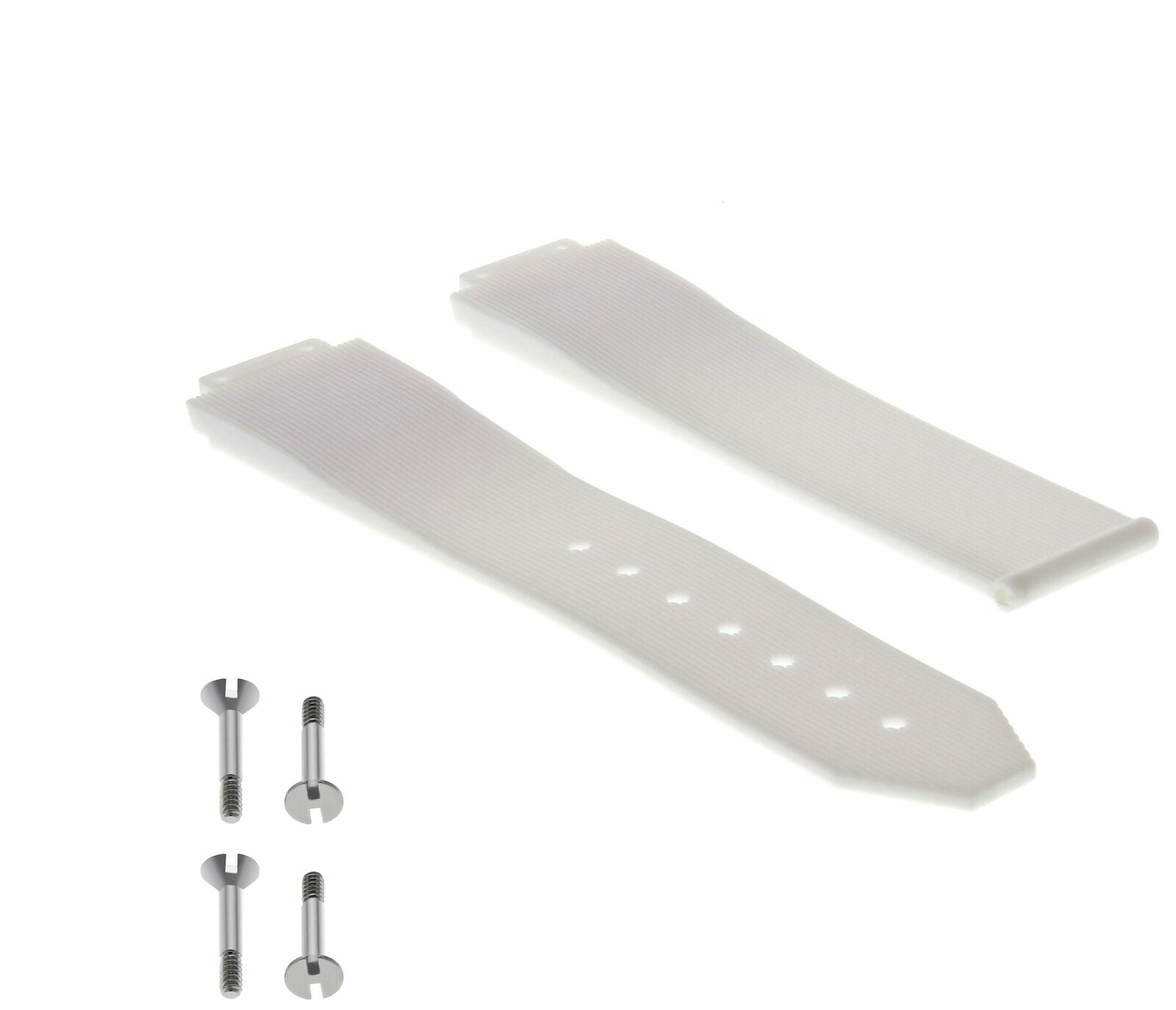 25MM RUBBER WATCH BAND STRAP CLASP FOR 44-45MM HUBLOT BIG BANG + 4 H SCREW WHITE