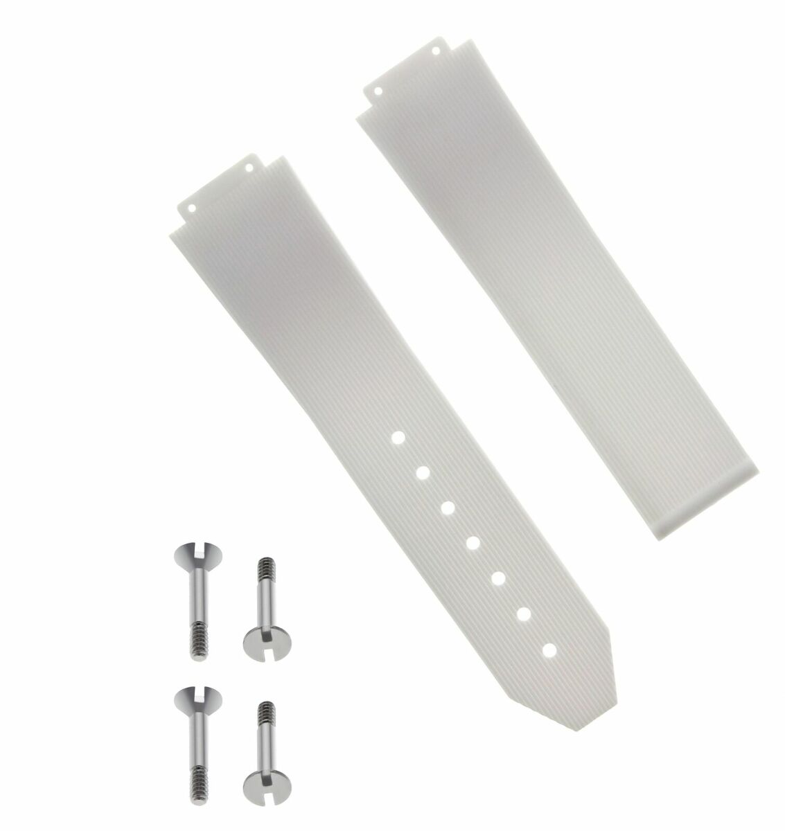 25MM RUBBER WATCH BAND STRAP CLASP FOR 44-45MM HUBLOT BIG BANG + 4 H SCREW WHITE