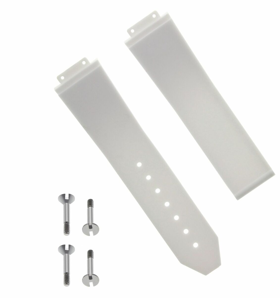 25MM RUBBER WATCH BAND STRAP CLASP FOR 44-45MM HUBLOT BIG BANG + 4 H SCREW WHITE