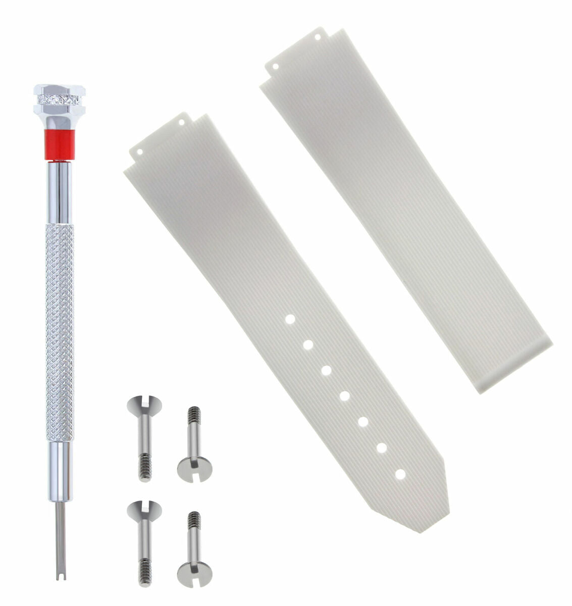 25MM RUBBER WATCH BAND STRAP FOR 44MM HUBLOT BIG BANG 4 SCREW SCREWDRIVER WHITE