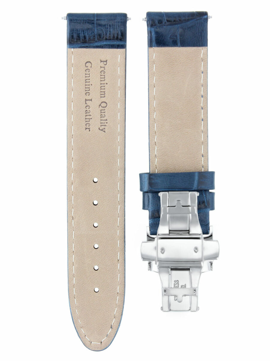 20MM LEATHER WATCH STRAP BAND FOR BREITLING SUPER OCEAN A13340 COLT CLASP BLUE W