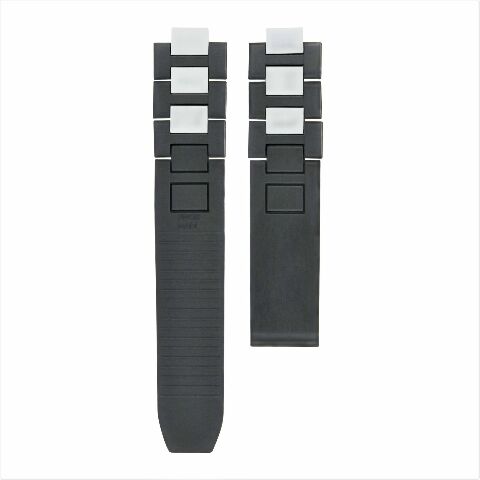 RUBBER+STEEL WATCH BAND FOR MUST DE CARTIER 21 CENTURY CHRONOGRAPH QUARTZ BLACK