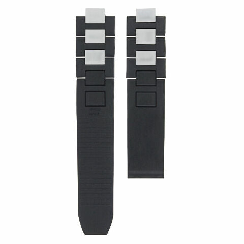 RUBBER+STEEL WATCH BAND FOR MUST DE CARTIER 21 CENTURY CHRONOGRAPH QUARTZ BLACK