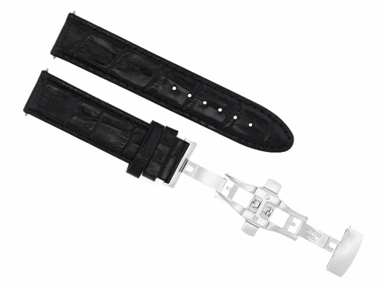 24MM LEATHER WATCH STRAP BAND FOR 44MM PAM PANERAI LUMINOR MARINA 312 CLASP BLACK