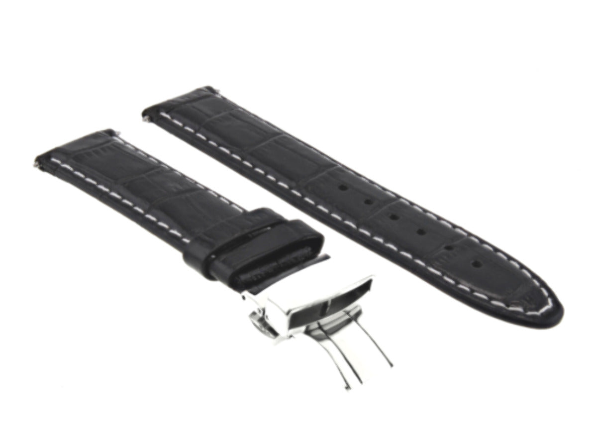 20MM PREMIUM LEATHER WATCH STRAP BAND CLASP FOR PAM 40MM PANERAI WATCH BLACK WS