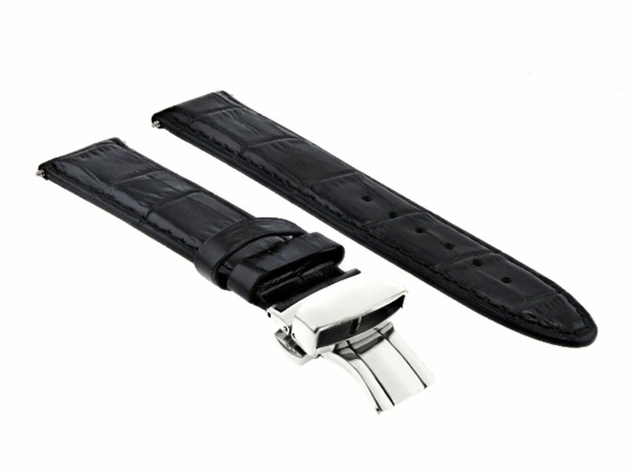 24MM PREMIUM LEATHER WATCH STRAP BAND CLASP FOR OMEGA RAILMASTER WATCH BLACK