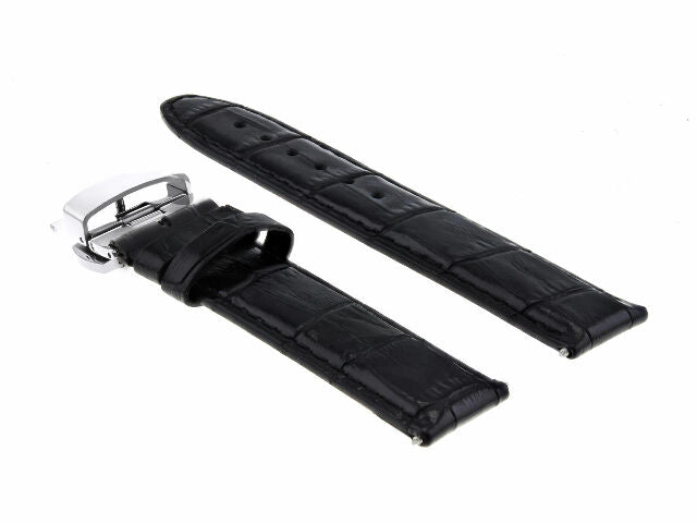 18MM PREMIUM LEATHER WATCH STRAP BAND FOR TAG HEUER CARRERA DEPLOY CLASP BLACK