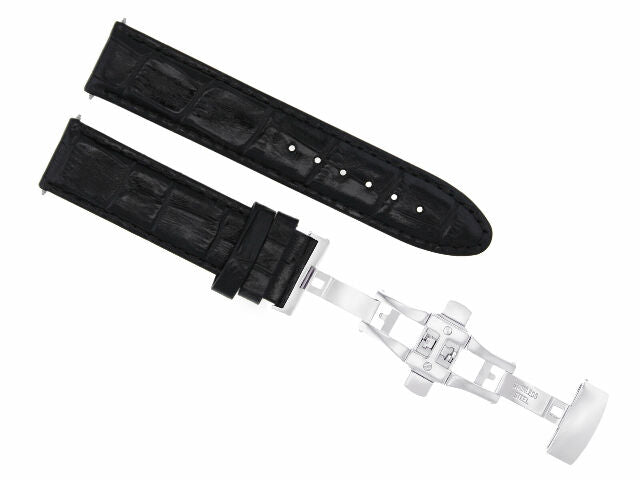 18MM PREMIUM LEATHER WATCH STRAP BAND FOR TAG HEUER CARRERA DEPLOY CLASP BLACK