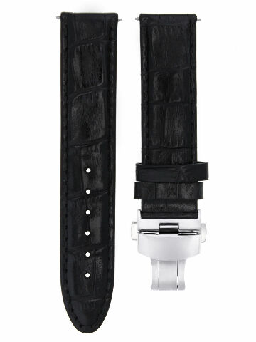 18MM PREMIUM LEATHER WATCH STRAP BAND FOR TAG HEUER CARRERA DEPLOY CLASP BLACK