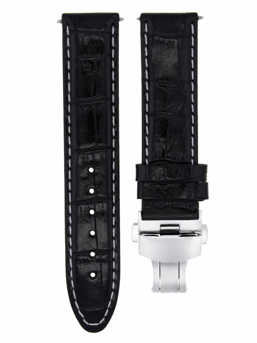 19MM LEATHER WATCH STRAP BAND FOR CITIZEN ECO DRIVE WATCH DEPLOY CLASP BLACK WS