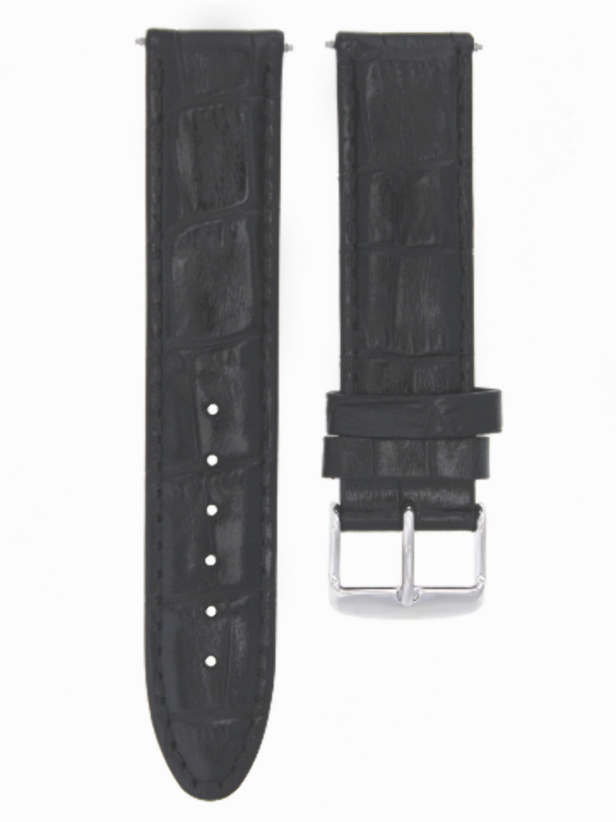 20MM LEATHER WATCH STRAP BAND FOR 41MM OMEGA SEAMASTER PLANET OCEAN WATCH BLACK
