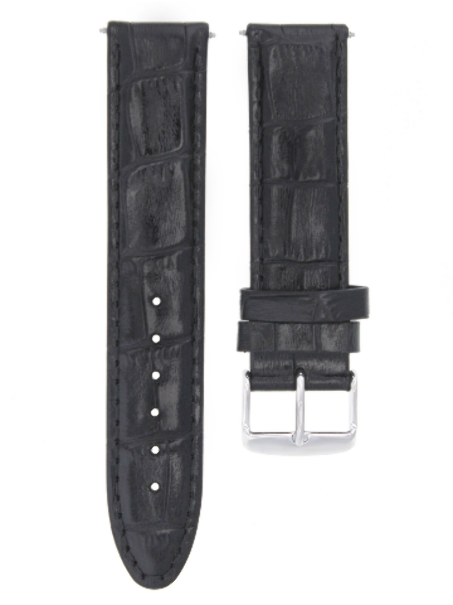 18MM ALLIGATOR LEATHER WATCH STRAP BAND FOR OMEGA SEAMASTER SPEEDMASTER BLACK