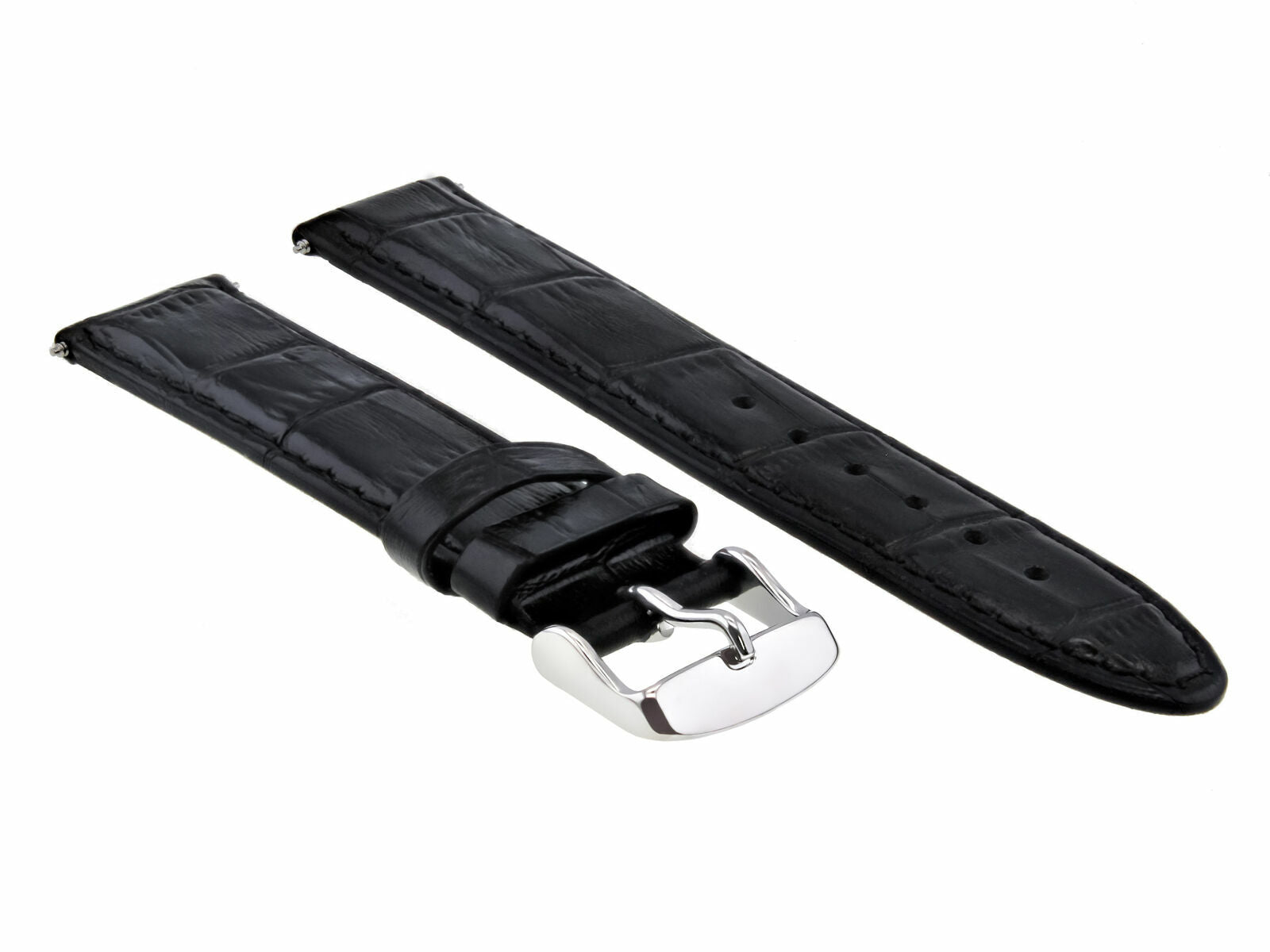 18MM ALLIGATOR LEATHER WATCH STRAP BAND FOR OMEGA SEAMASTER SPEEDMASTER BLACK