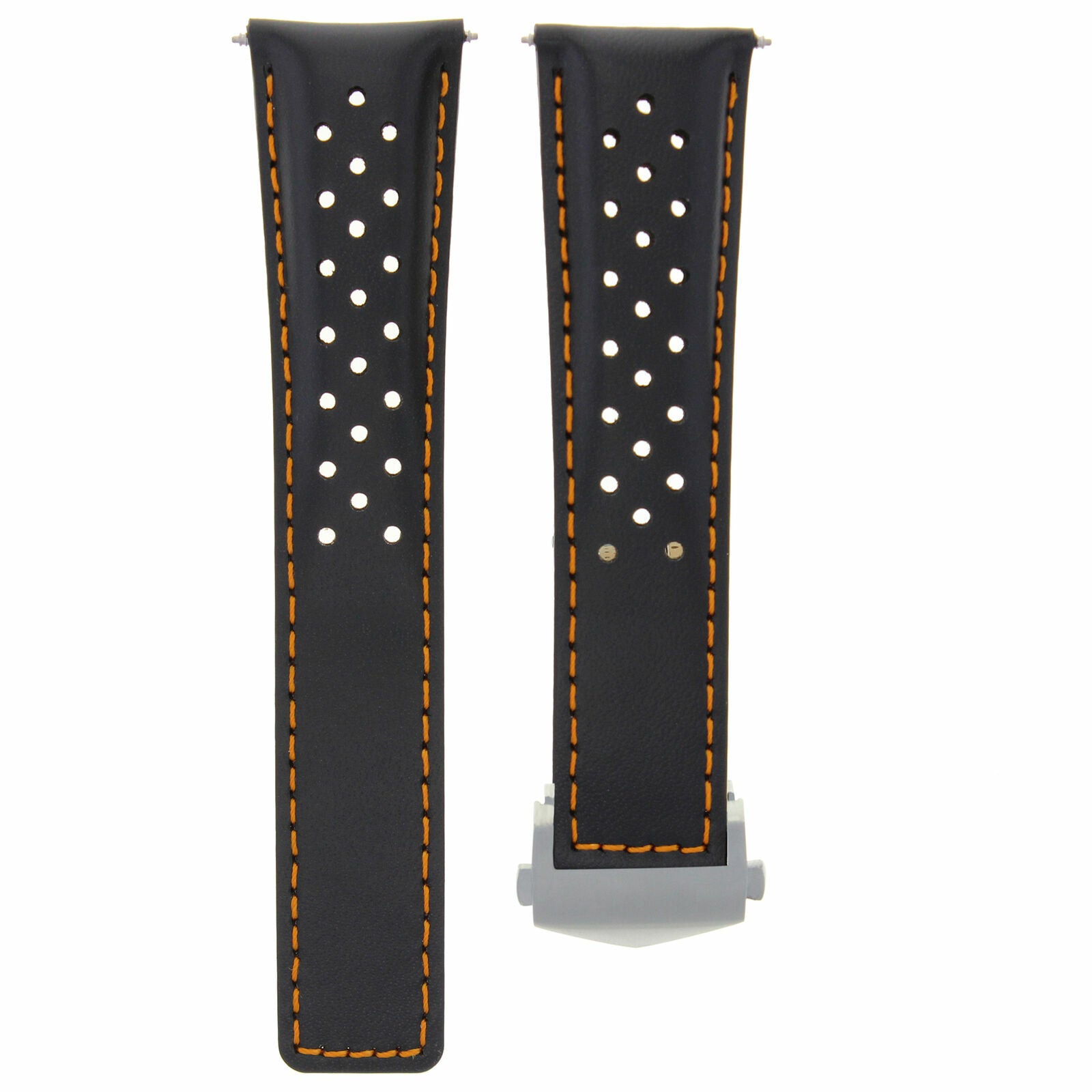 22MM LEATHER STRAP FOR TAG HEUER GRAND CARRERA CAV518 16 F1 BLACK RED PERFORAT