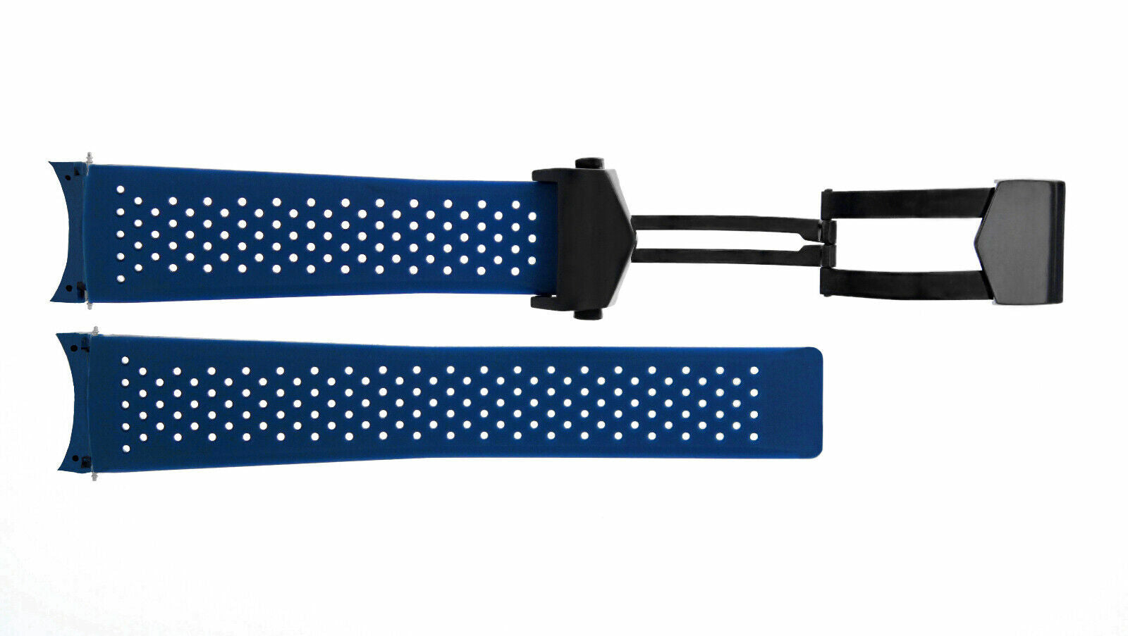 22MM RUBBER STRAP BAND FOR TAG HEUER GRAND CARRERA CALIBRE BLACK CLASP BLUE