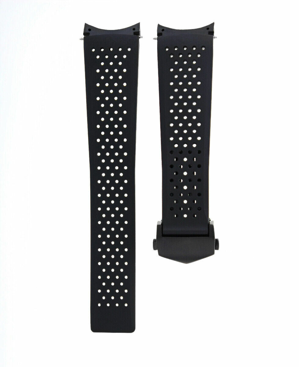 22MM RUBBER WATCH BAND STRAP FOR TAG HEUER CARRERA CALIBRE 5 7 36 + CLASP BLACK