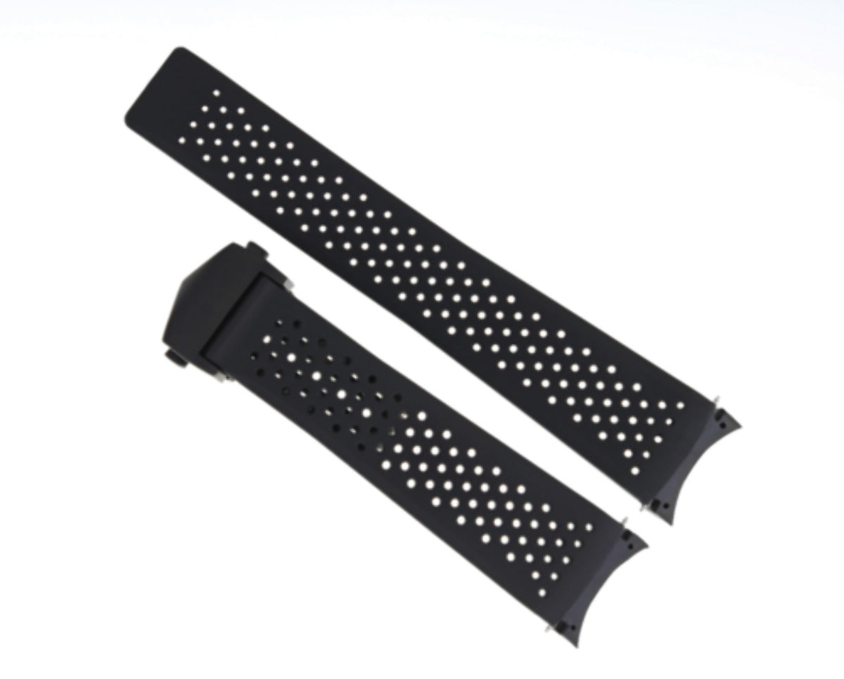 22MM RUBBER WATCH BAND STRAP FOR TAG HEUER CARRERA CALIBRE 5 7 36 + CLASP BLACK