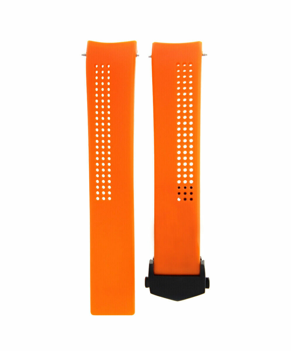20MM RUBBER STRAP BAND FOR 41MM TAG HEUER CARRERA AQUARACER F1 + CLASP ORANGE