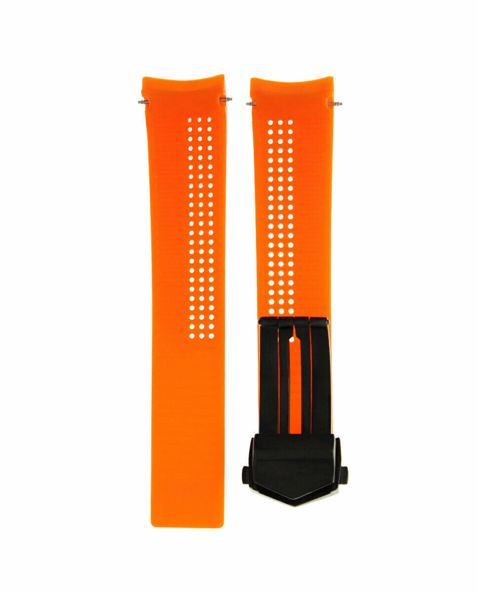 20MM RUBBER STRAP BAND FOR 41MM TAG HEUER CARRERA AQUARACER F1 + CLASP ORANGE
