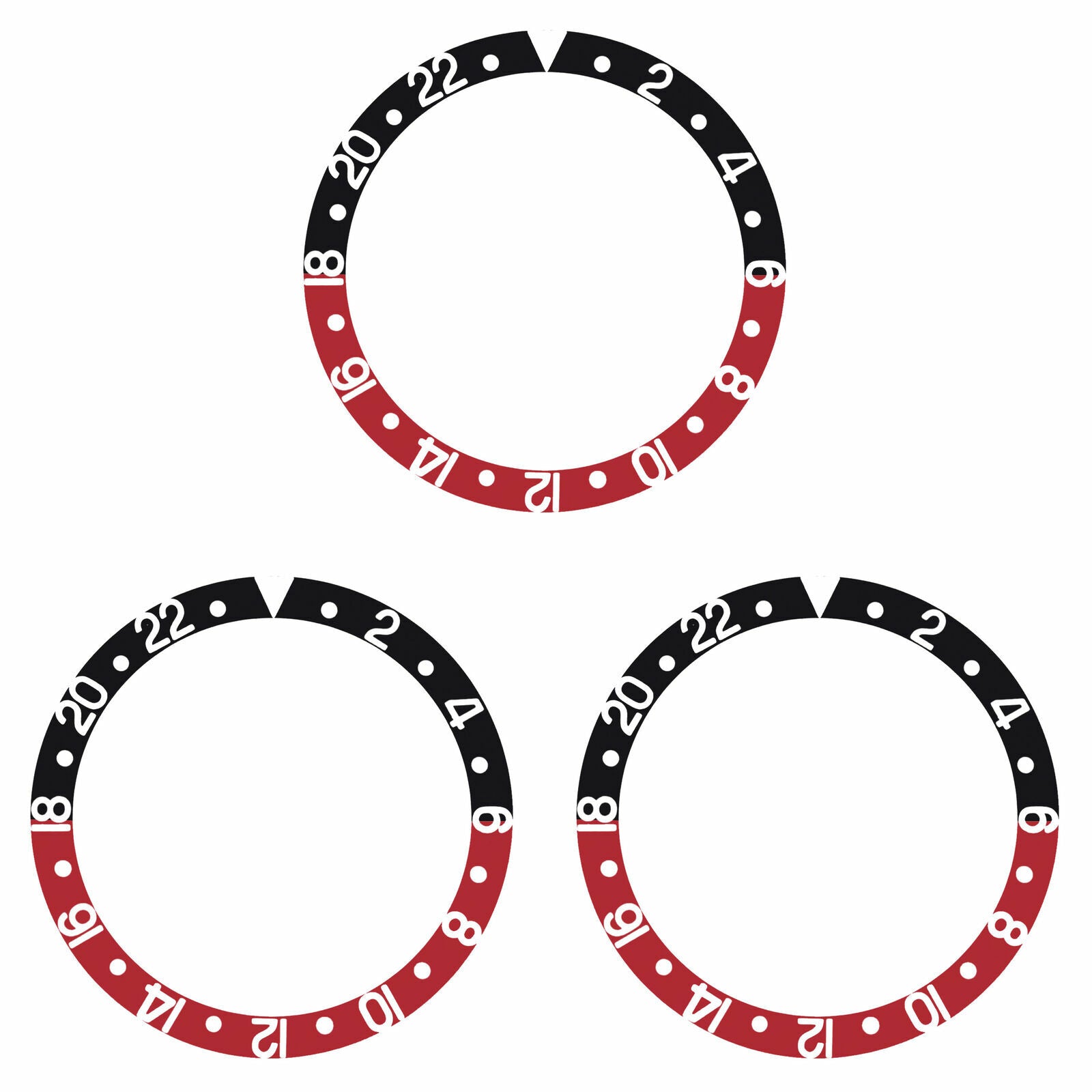 3 BEZEL INSERT FOR ROLEX GMT 1670 1675 16750 16753 16758 (COKE) RED/BLACK TQ