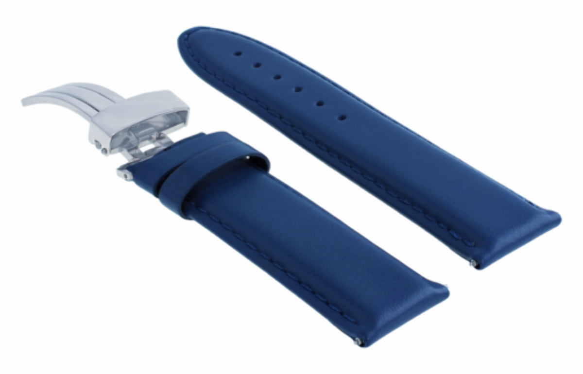 18-19-20-22-24MM WATCH LEATHER BAND SMOOTH STRAP CLASP FOR TISSOT PRC200 BLUE