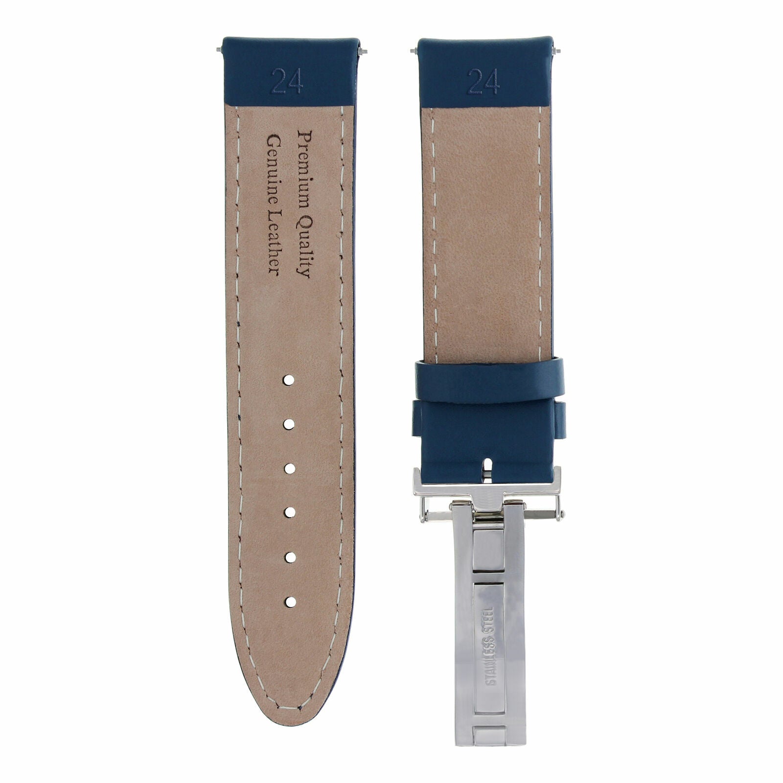 18-19-20-22-24MM WATCH LEATHER BAND SMOOTH STRAP CLASP FOR TISSOT PRC200 BLUE
