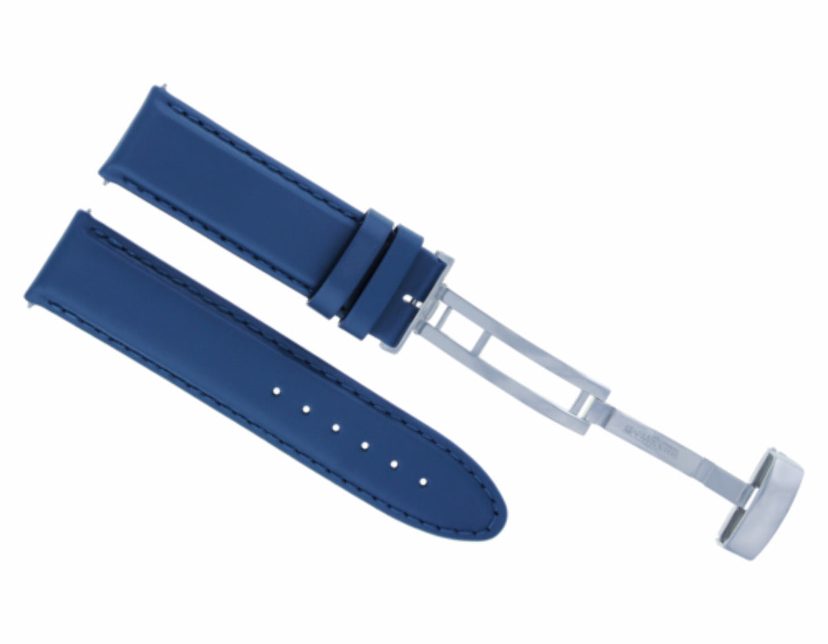 18-19-20-22-24MM WATCH LEATHER BAND SMOOTH STRAP CLASP FOR TISSOT PRC200 BLUE