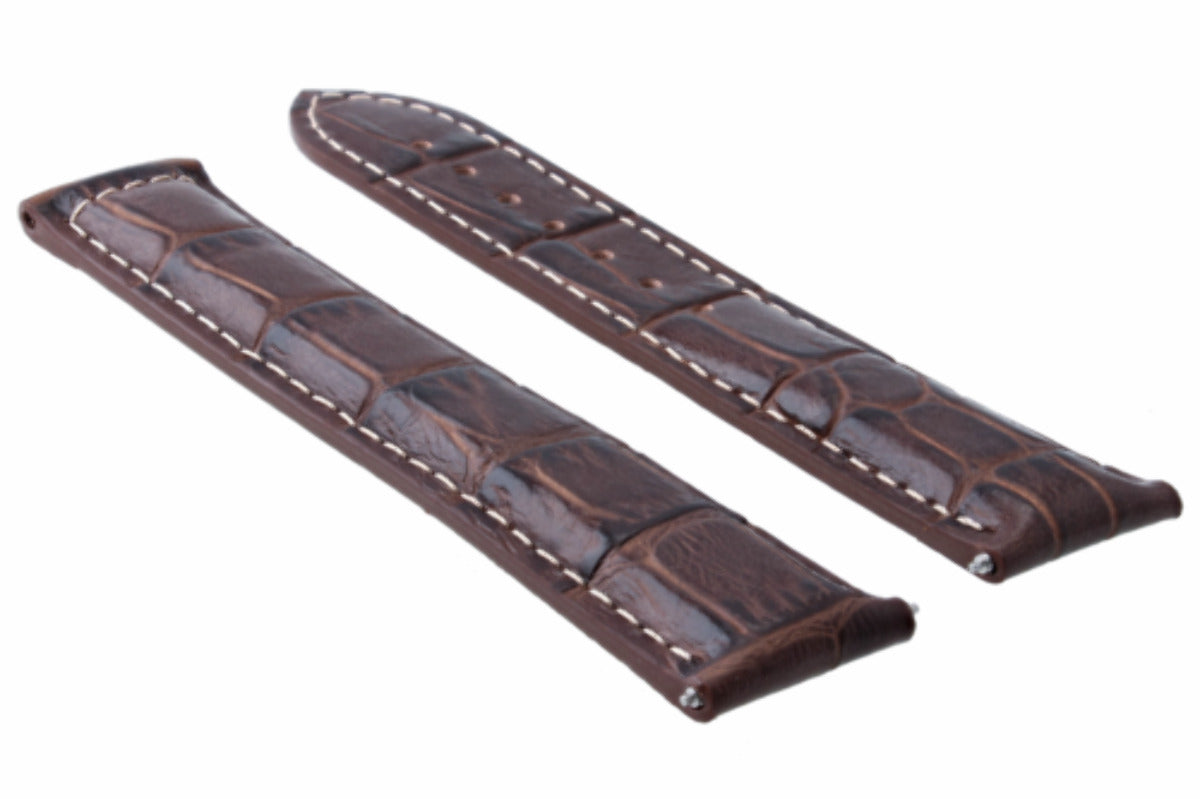 18MM LEATHER WATCH STRAP BAND DEPLOYMENT CLASP FOR OMEGA SEAMASTER DARK BROWN WS
