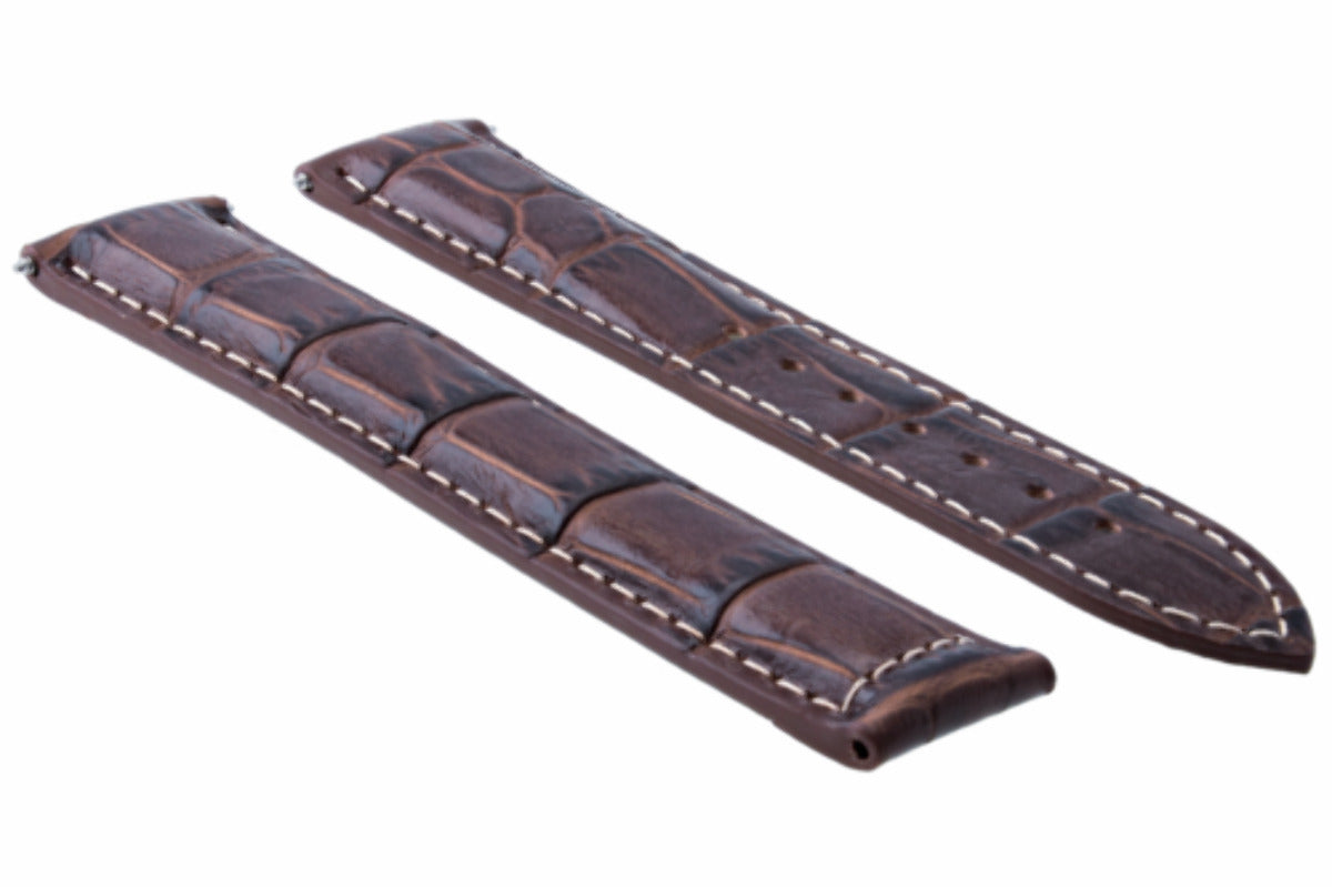 18MM LEATHER WATCH STRAP BAND DEPLOYMENT CLASP FOR OMEGA SEAMASTER DARK BROWN WS
