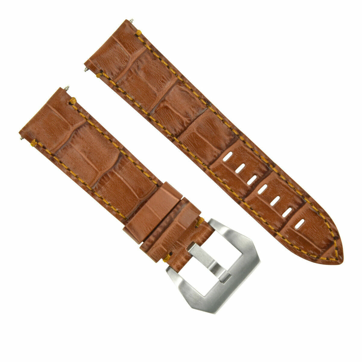 22MM PAM LEATHER WATCH BAND STRAP FOR 40-44MM PANERAI LUMINOR L/BROWN ORANGE ST