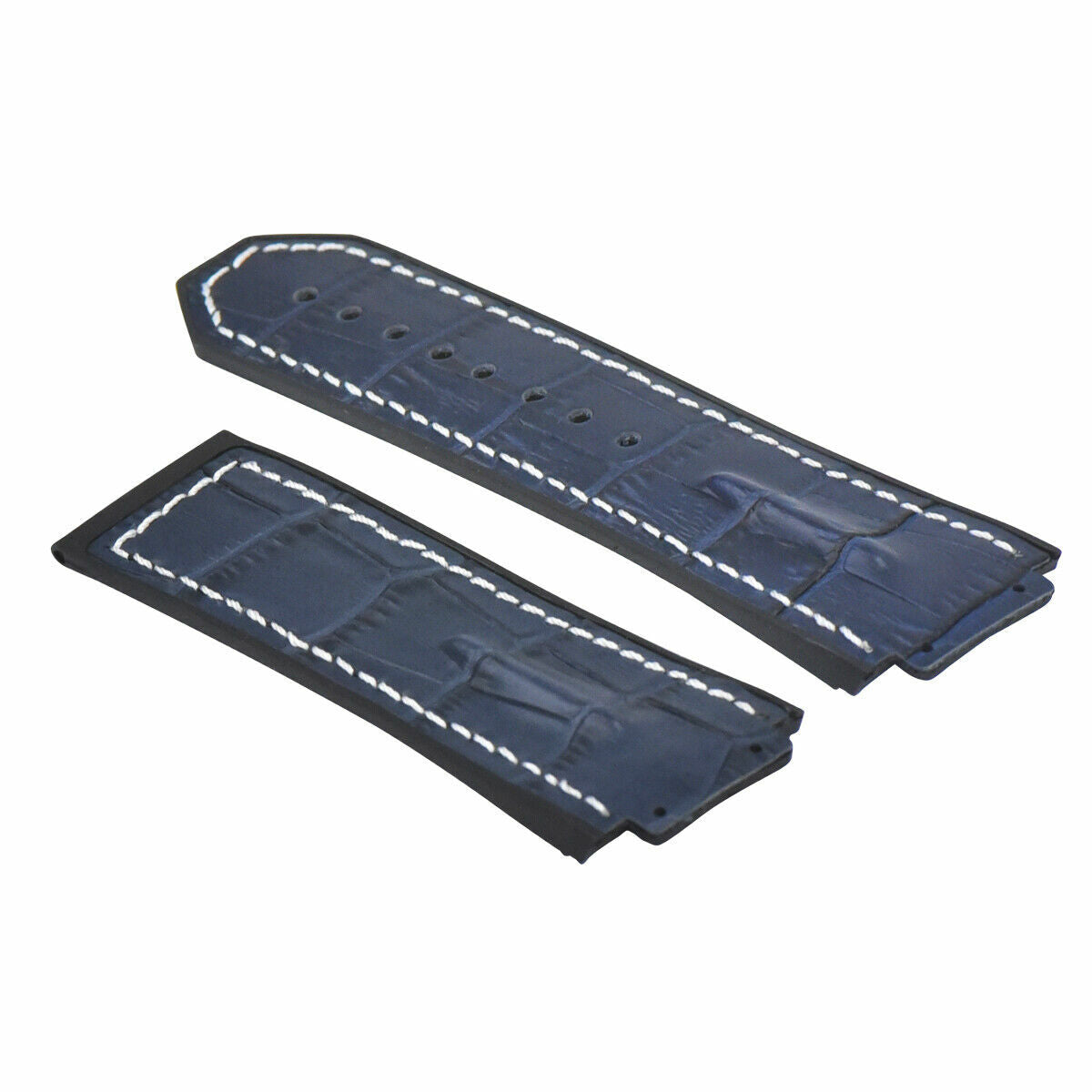 25MM LEATHER RUBBER STRAP FOR 44-45MM HUBLOT BIG BANG BLUE WHITE ST TOP QUALITY