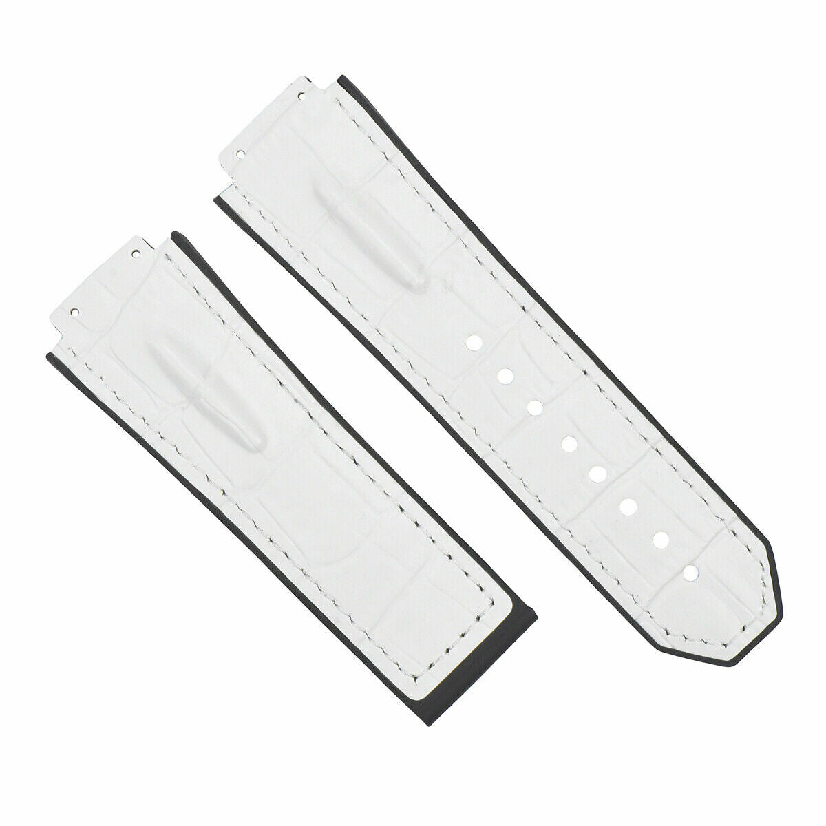 28MM LEATHER RUBBER BAND STRAP FOR 48MM HUBLOT BIG BANG CERAMIC FUSION F1 WHITE