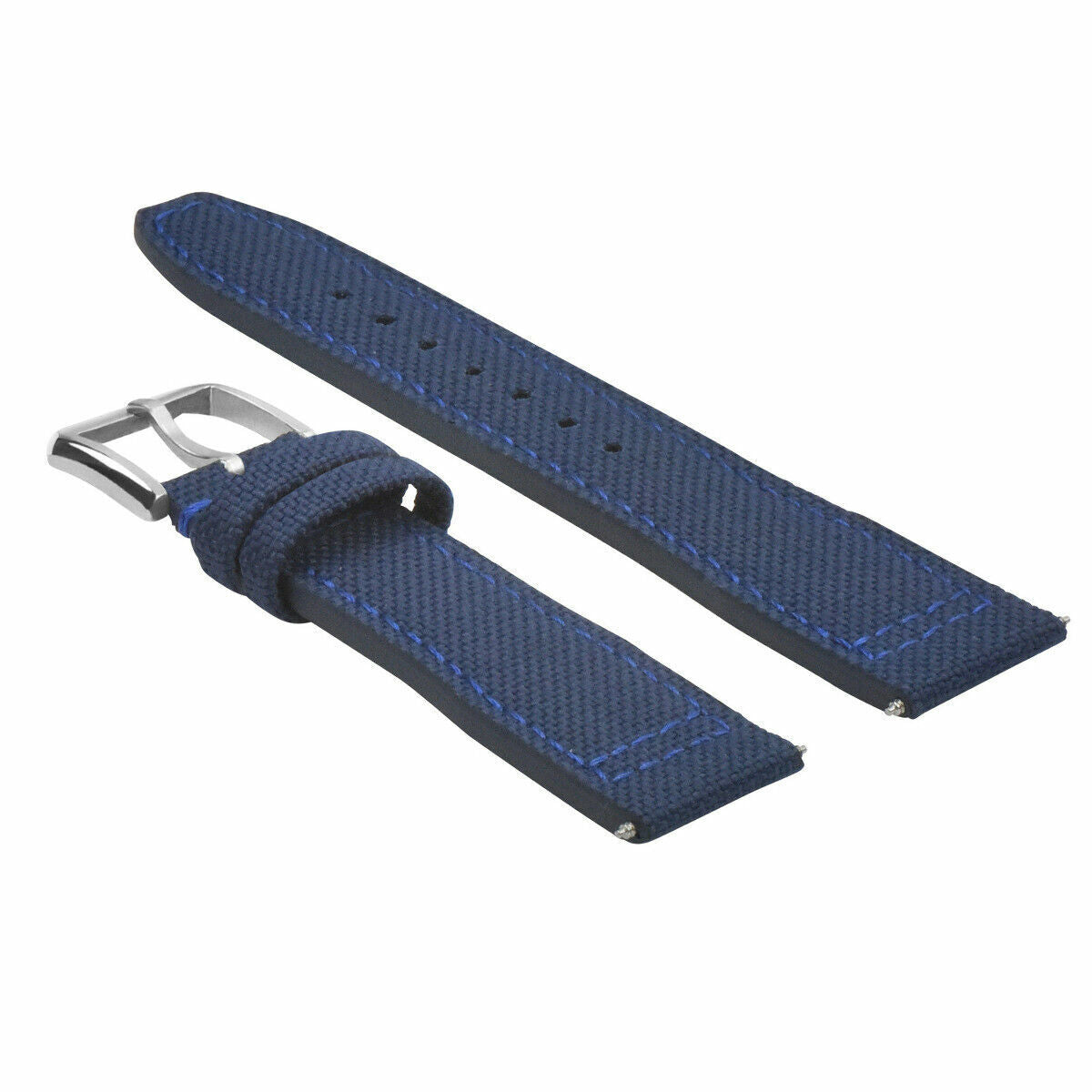 22MM CANVAS LEATHER WATCH BAND STRAP FOR IWC PILOT TOP GUN PORTUGUESE BLUE