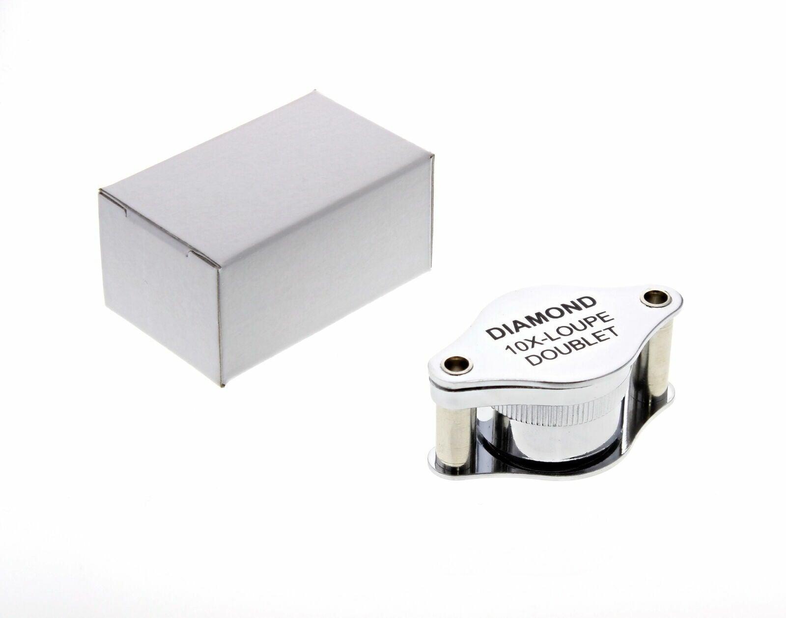 JEWELERS LOUPE 10X POWER DIAMOND DOUBLET LOUPE SILVER MAGNIFIER TOOL S/STEEL