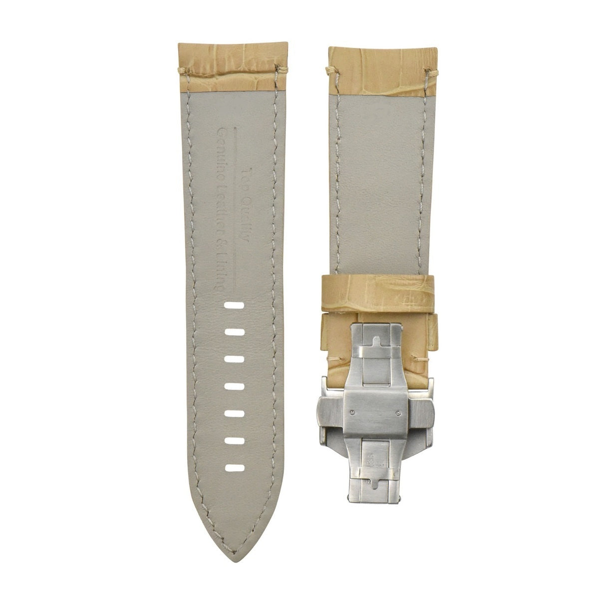 24MM LEATHER BAND STRAP CLASP FOR PAM 44MM PANERAI LUMINOR MARINA BEIGE WHITE ST