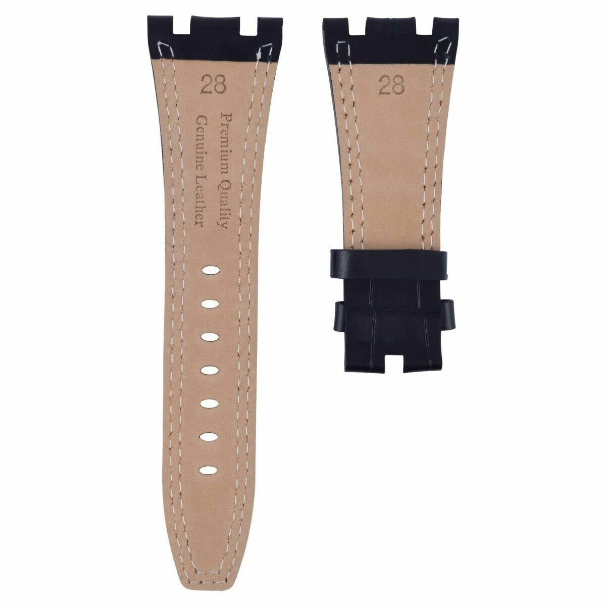 28MM LEATHER WATCH STRAP BAND FOR AP 42MM AUDEMARS PIGUET 15703ST 26470ST 15710