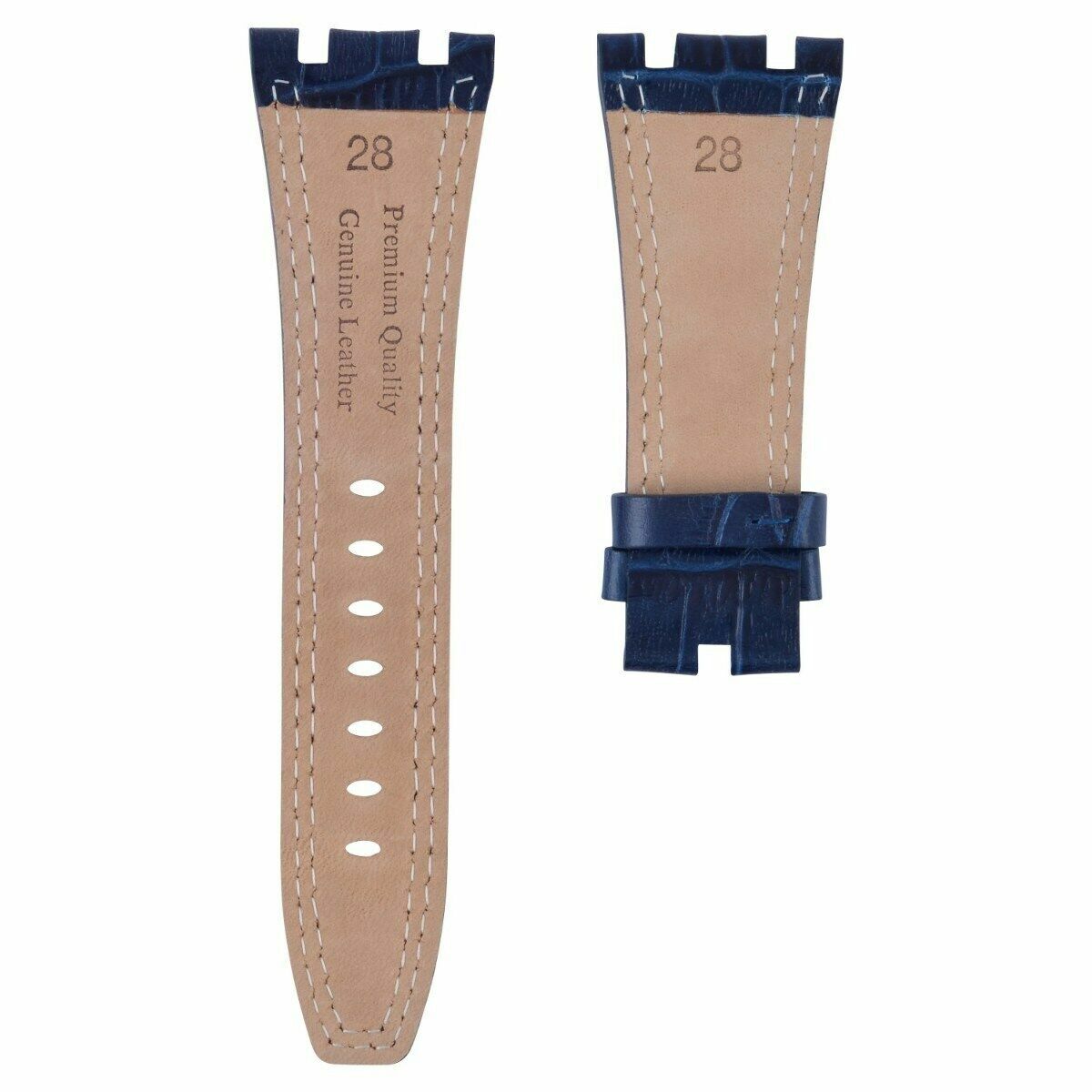 28MM LEATHER WATCH STRAP BAND FOR AP 42MM AUDEMARS PIGUET 15703ST 26470ST 15710, Blue, view 4