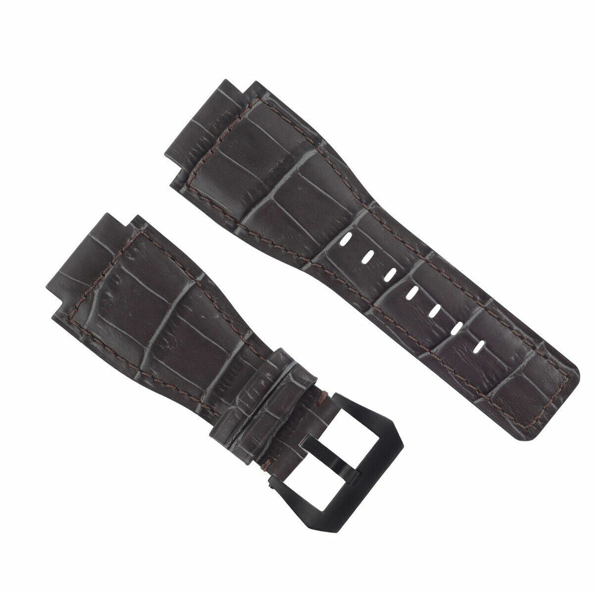 24MM LEATHER WATCH BAND STRAP FOR BELL & ROSS BR-01-BR-03 BLACK BUCKLE TOP QLTY