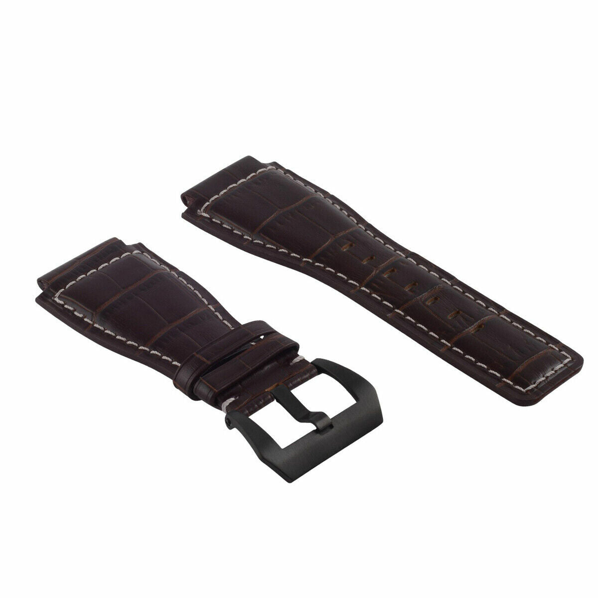 24MM LEATHER WATCH BAND STRAP FOR BELL & ROSS BR-01-BR-03 BLACK BUCKLE TOP QLTY