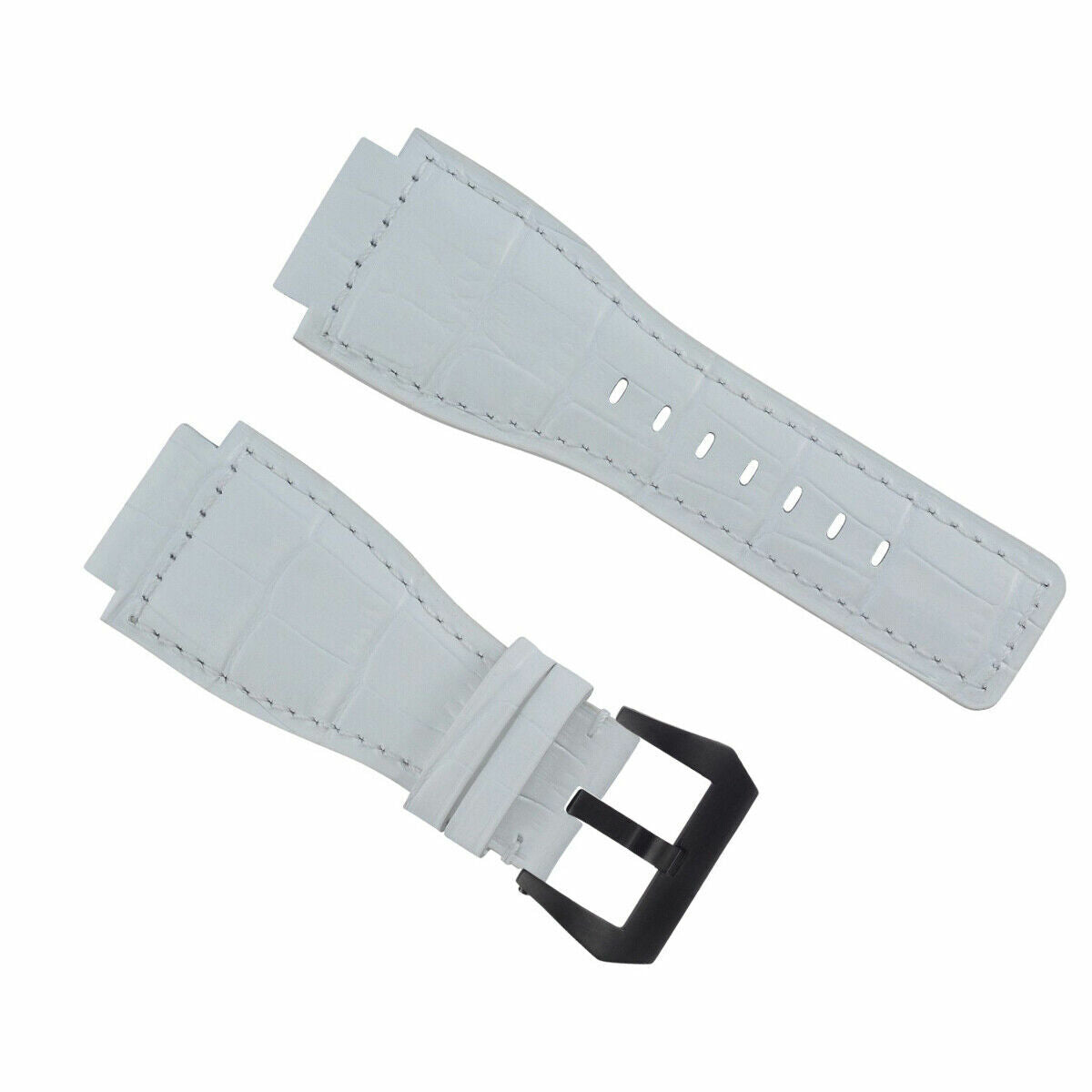 24MM LEATHER WATCH BAND STRAP FOR BELL & ROSS BR-01-BR-03 BLACK BUCKLE TOP QLTY