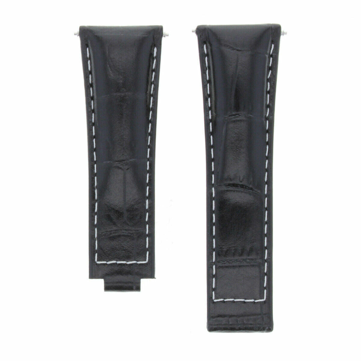 20MM LEATHER WATCH STRAP FOR ROLEX DAYTONA 16518 116520 116523 SHORT MEDIUM LONG, Black with White Stitching - Short, view 3
