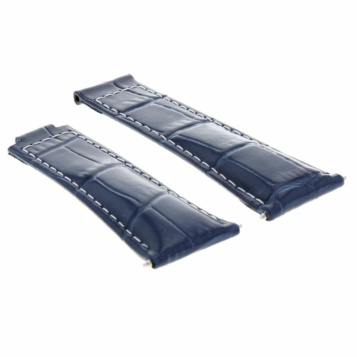 20MM LEATHER WATCH STRAP FOR ROLEX DAYTONA 16518 116520 116523 SHORT MEDIUM LONG, Blue with White Stitching - Short, view 2