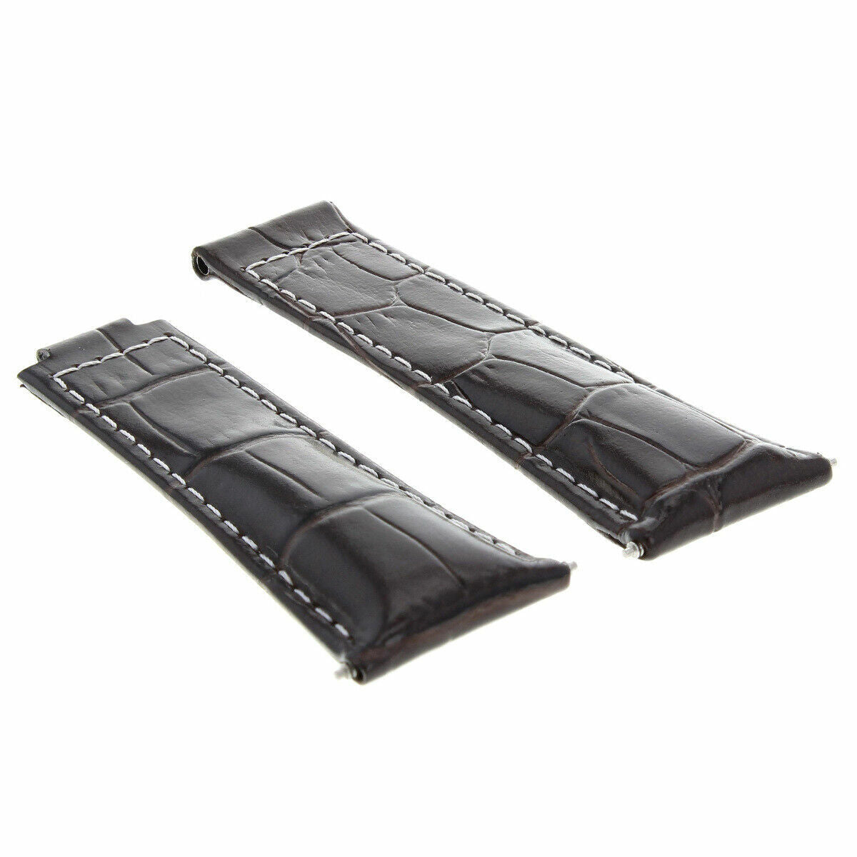 20MM LEATHER WATCH STRAP FOR ROLEX DAYTONA 16518 116520 116523 SHORT MEDIUM LONG, Dark Brown with White Stitching - Short, view 2