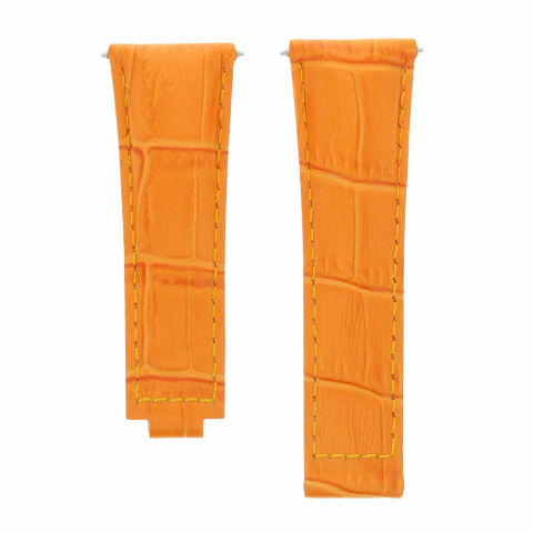 LEATHER WATCH STRAP BAND FOR ROLEX DAYTONA 16518 16519 116528 116523 ORANGE LONG