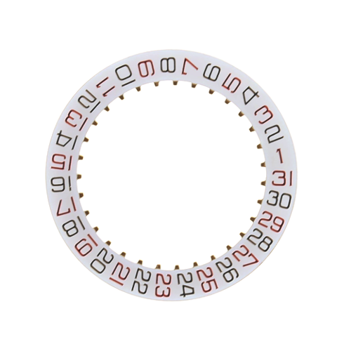WHITE ROULETTE DATE DISC WHEEL FOR ETA 2824-2 WATCH BLACK/RED NUMBER MOVEMENT