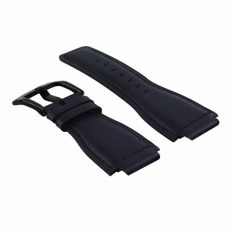 24MM LEATHER WATCH BAND STRAP SMOOTH WITH BLACK BUCKLE FOR BELL ROSS BR-01 BR-03