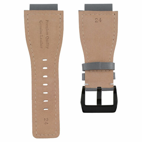 24MM SMOOTH LEATHER WATCH BAND STRAP FOR BELL ROSS BR-01-BR-03 BLACK BUCKLE