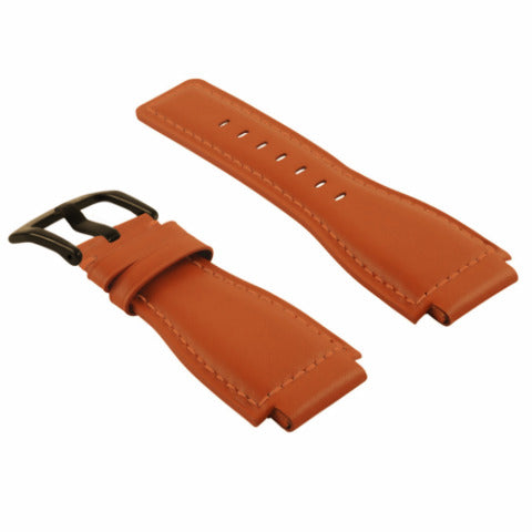 24MM SMOOTH LEATHER WATCH BAND STRAP FOR BELL ROSS BR-01-BR-03 BLACK BUCKLE